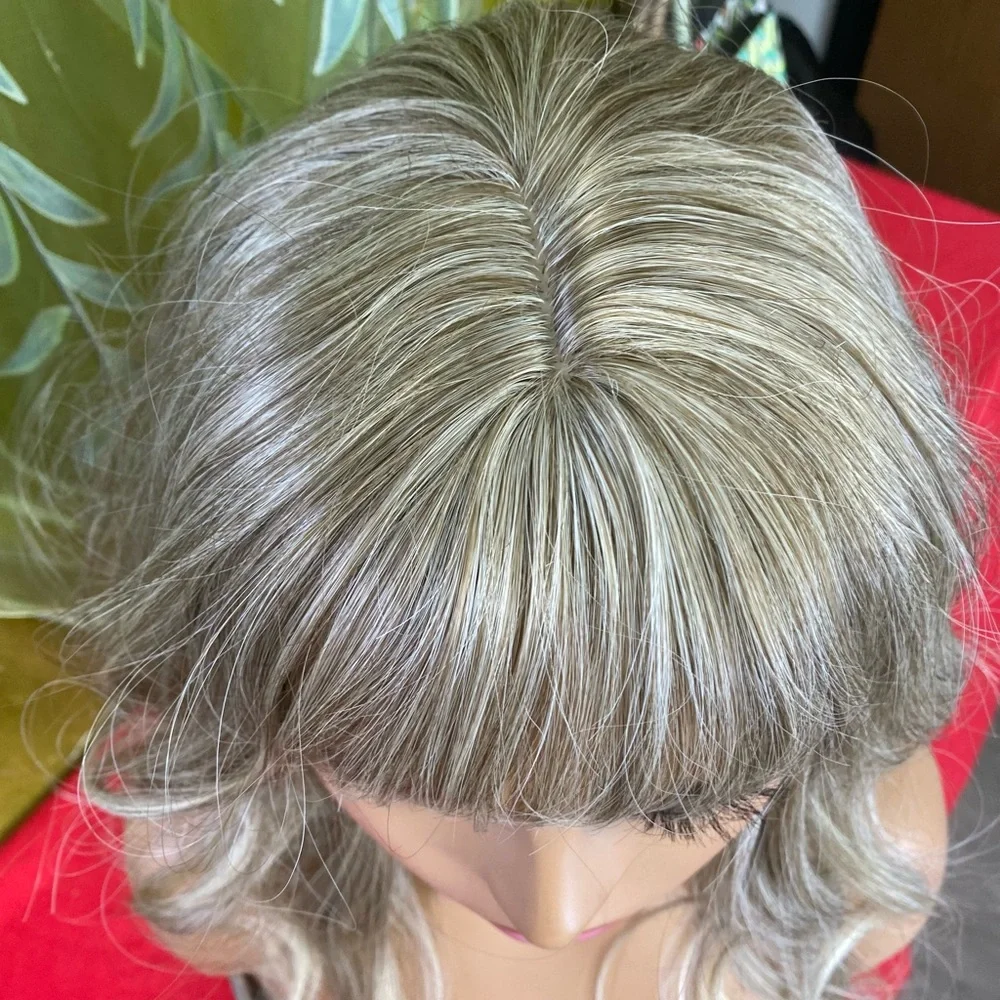 icy ash silver blonde balayage wig